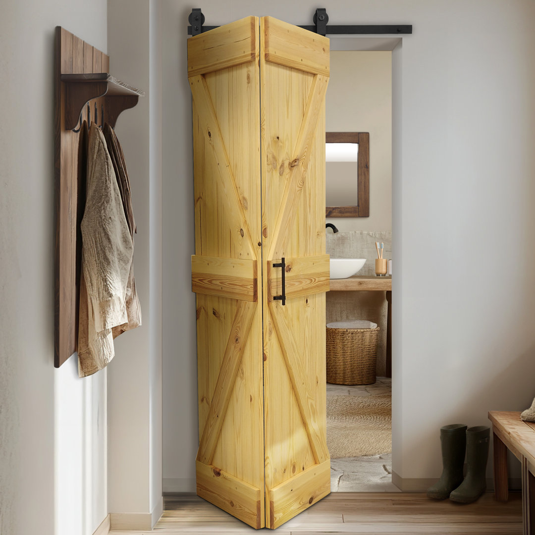 Single Bi-Folding System Solid Pine Barn Door