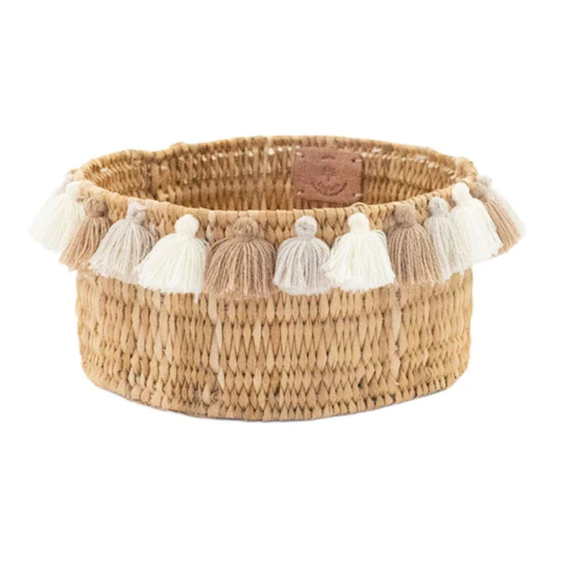 Petit panier avec pompons Séverine, Cappuccino