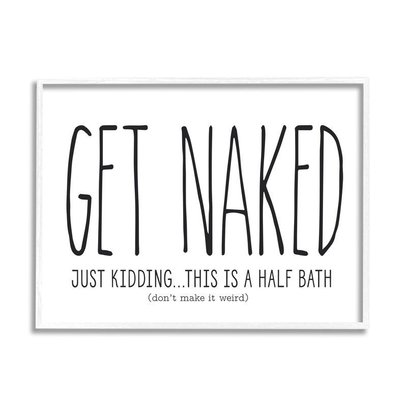 «Get NUE», mot amusant dans la salle de bain, dessin en noir et blanc, estampe numérique encadrée sur fond blanc