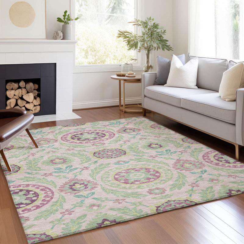 Tapis rose intérieur / extérieur lavable à la machine Mahaney ACN751, Rectangle 2'6" x 3'10"