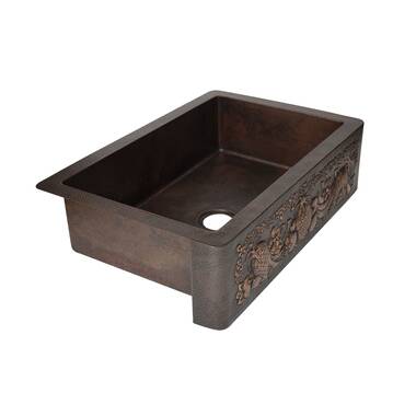 D Shape Hammered Front Apron Copper Kitchen Sink - Stock Clearance