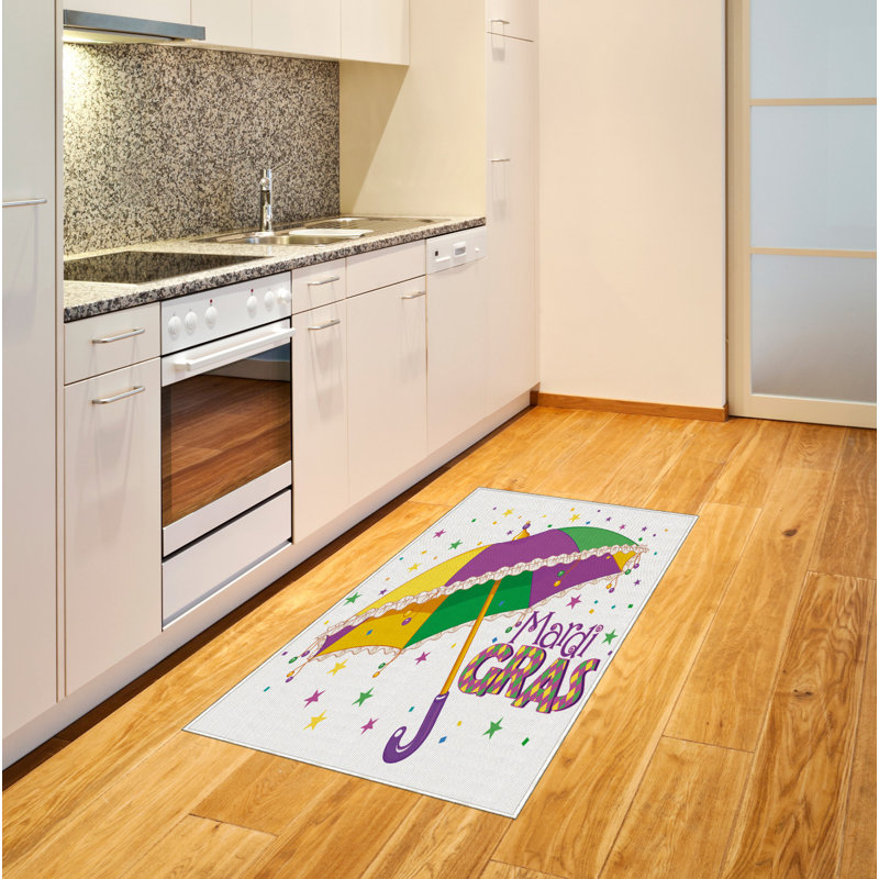 Tapis décoratif en fibres de polyester à haute densité Mardi Gras, Rectangle— 4 pi x 5 pi 8 po