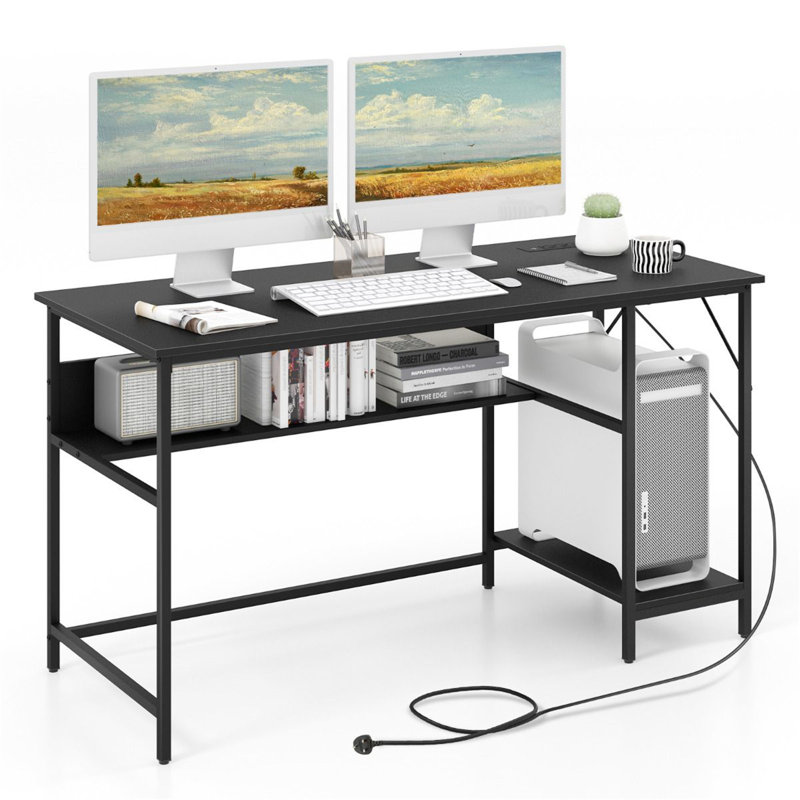 Metal Base Computer Desk, Black