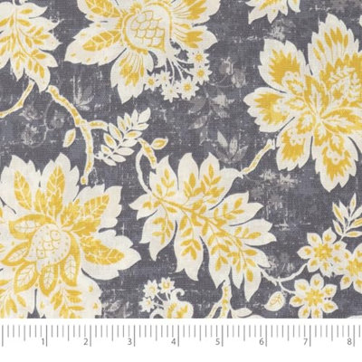 Waverly Inspirations 100% Cotton Duck Canvas 45" Wide Upholstery Fabric by the Yard, Petal Print Black Sunshine