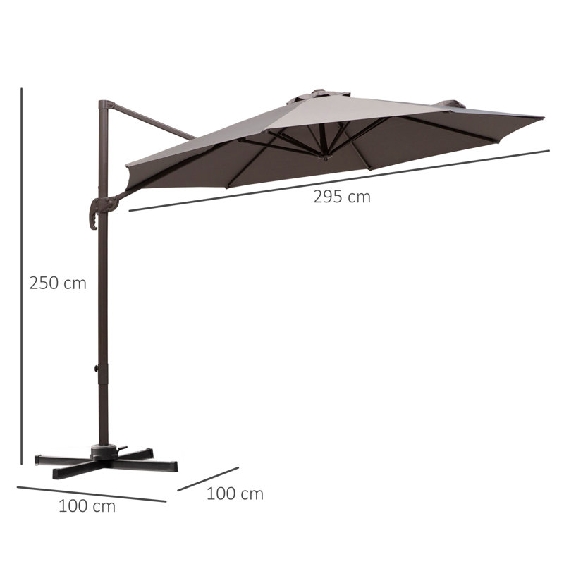 Amoriel 295cm Cantilever Parasol, Grey