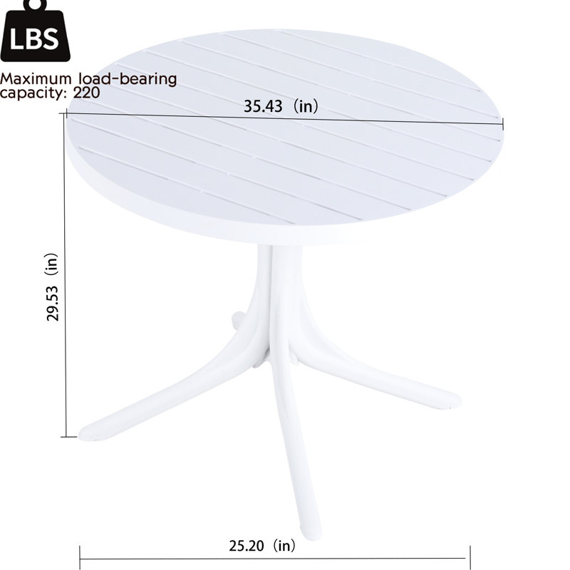 4 pièces de fauteuils empilables en PP gris chaud et table ronde blanche de 36 pouces pour un usage intérieur / extérieur de haute qualité