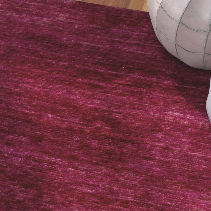 Tapis rose vif en jute noué à la main Durby, Rectangle 2 pi x 3 pi