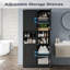 Armoire de salle de bain 67 po avec 2 portes, armoire de plancher autoportante étroite, unité de rangement mince avec tablettes réglables pour la salle de bain, le salon, le vestibule, la cuisine, noir-1574226156
