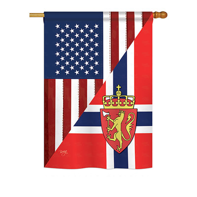 Polyester à 2 côtés 40 x 28 po american norvège amitié drapeau de jardin