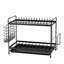 Compact 2-Tier Dish Drying Rack with Drip Tray & Utensil Holders