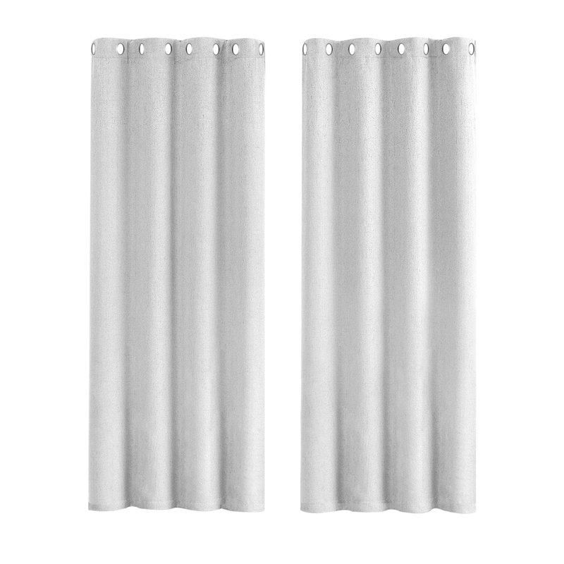 Linen Blend Blackout Curtain Panel Pair, 117cm Width x 160cm Drop, White