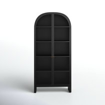 Large Freestanding Storage Cabinet with Glass Doors, Drawers and Open  Shelves, Black - ModernLuxe