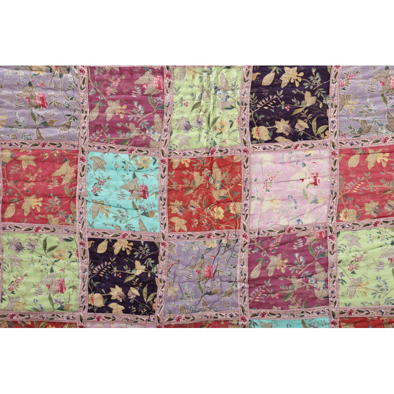 Couvre-lit grand en coton blanc et noir Exotic India Pure Ikat, Rayé multicolore