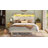 Beige King Velvet Upholstered Platform Bed Frame with Storage Headboard and LED Lights-1399956203