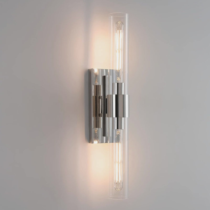 Fabrianna Brass Glass Wall Light, Silver