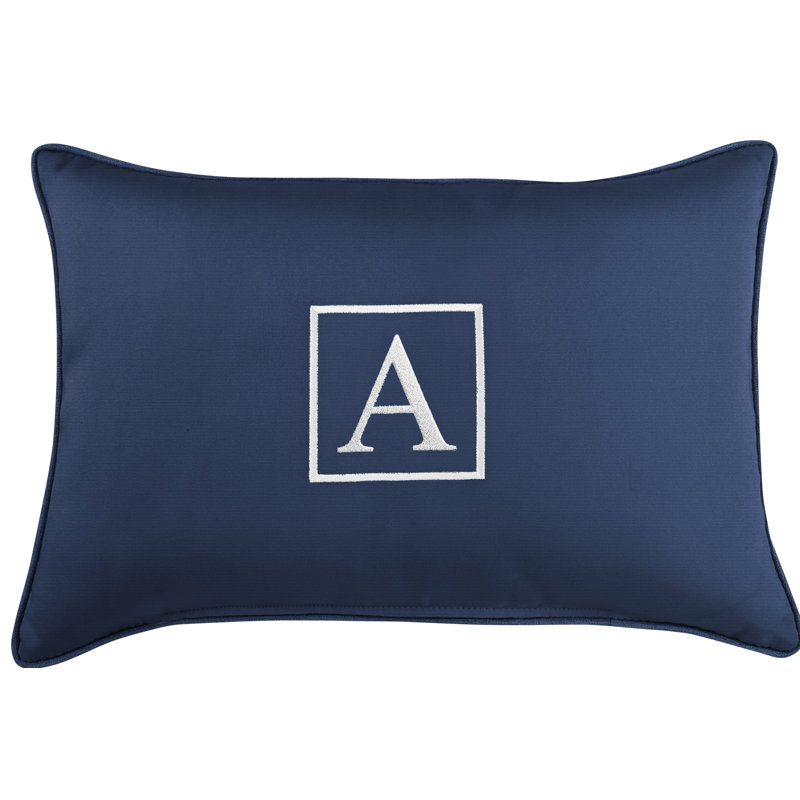 Kerrell Embroidered Sunbrella® Outdoor Throw Pillow, Canvas Navy Sunbrella® Canvas, A
