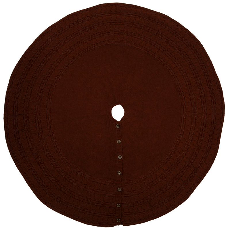 Jupe d'arbre tricotée avec boutons - rouge, 72"
