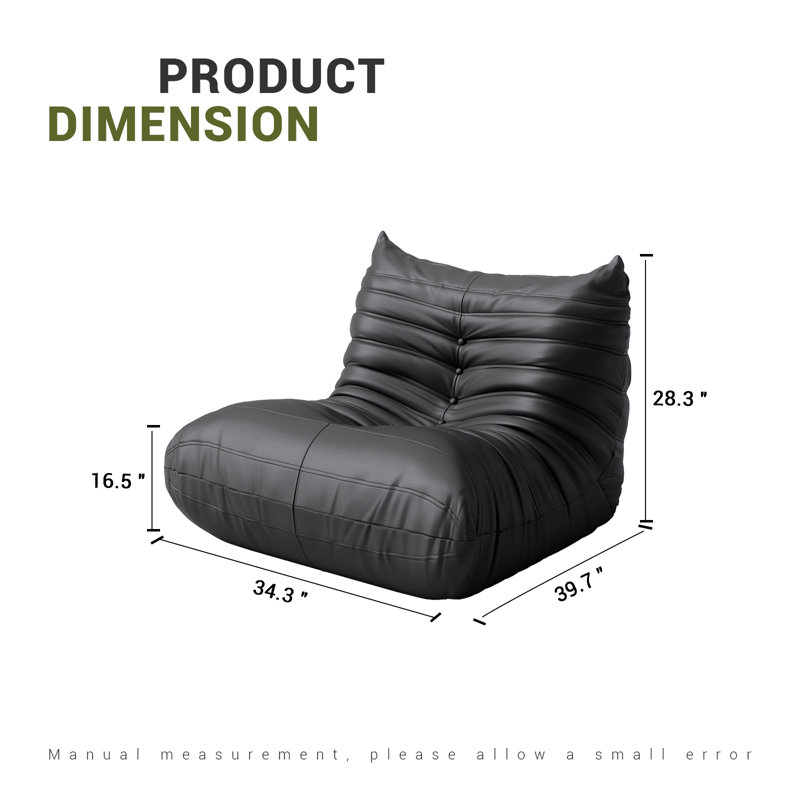 Canapé d'appoint en faux cuir Boneless Lazy, Noir, noir, noir, noir