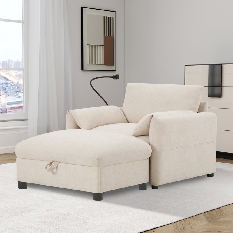 Support de téléphone réglable, chargeur USB, poches de rangement latérales, accoudoirs en forme d'oreiller, Beige