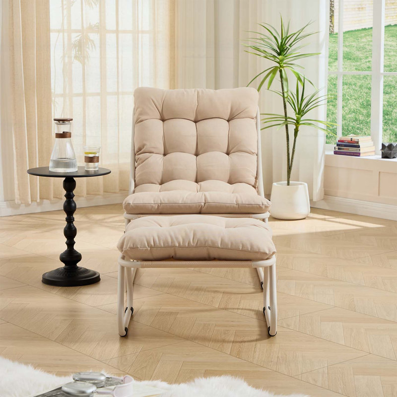 Méridienne avec repose-pieds, Beige