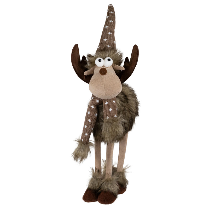 Figurine de Noël debout à quatre pattes orignal - 19 po - brun et blanc
