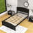 Twin Size Wood Platform Bed with Headboard-1033086952