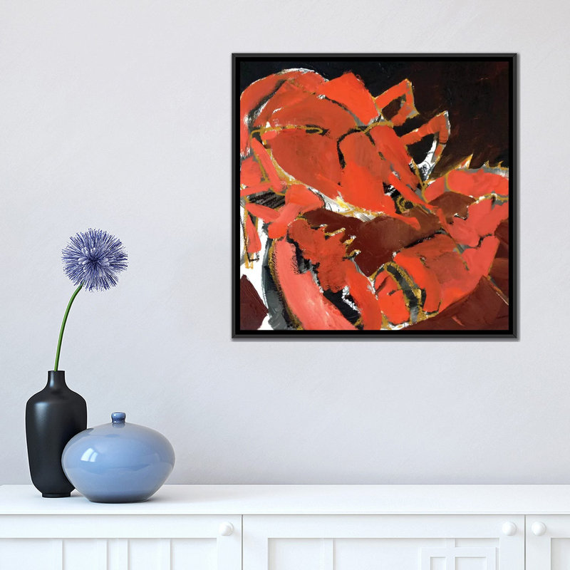 « abstract homard v », impression sur toile, H 18 po x l 18 po x P 1,5 po, Toile avec cadre noir, Pas de tapis