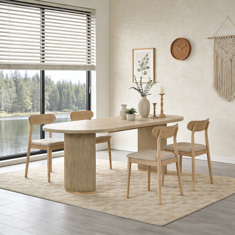 Oval Dining Table Double Pedestal, Natural