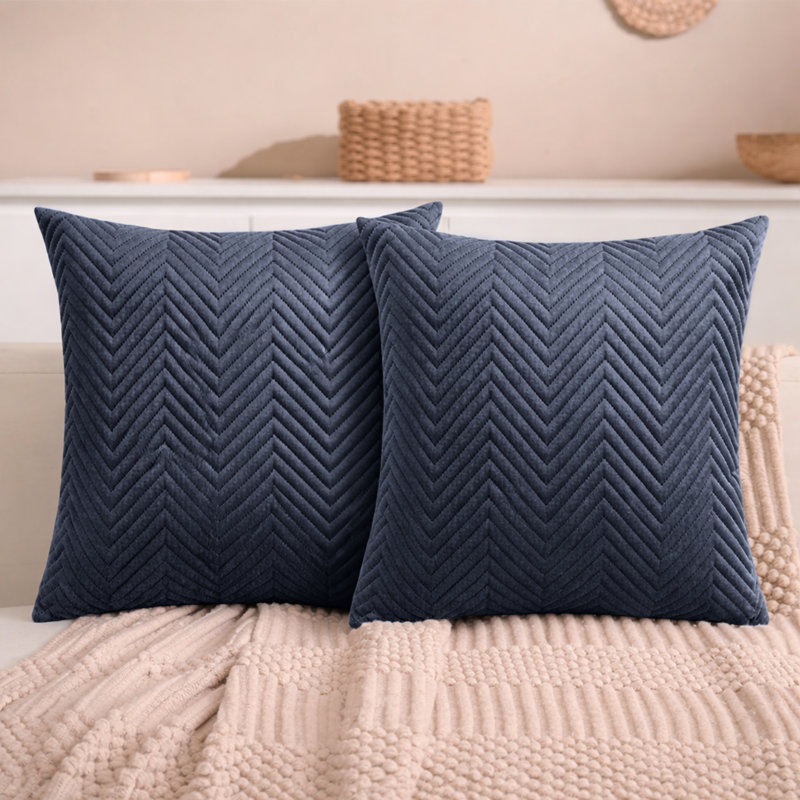 Aspire Homeware Embossed Square Velvet Cushion Cover, Charcoal, Pack of 2