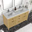 Ensemble de meuble-lavabo autoportant 60 po en chêne classique avec plateau en quartz blanc Tauté