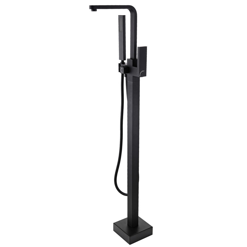 Metal Freestanding Bathtub Faucet With Matte Black Shower And Advanced Handheld Spray Elegant Attachment Unit