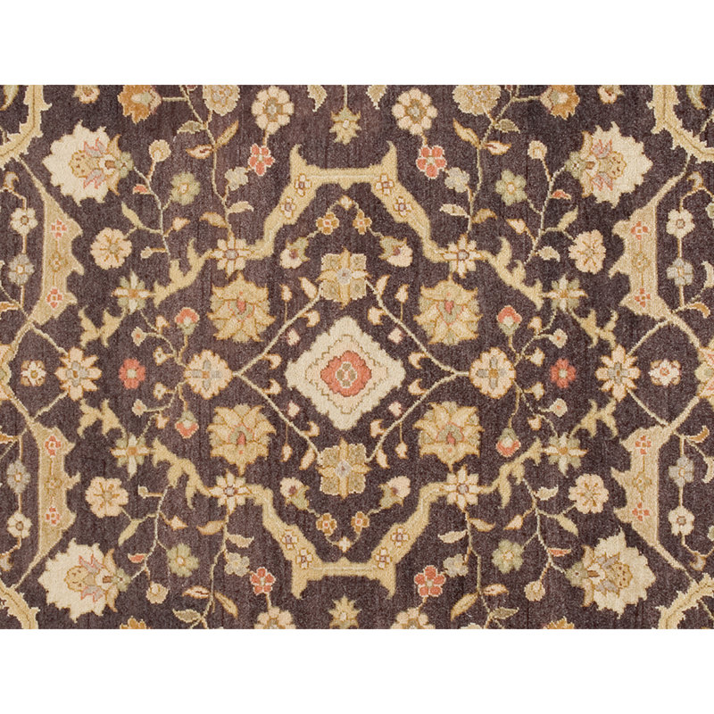 Wool Oriental Area Rug in Chocolate/Beige/Red, Rectangle 6' x 9'