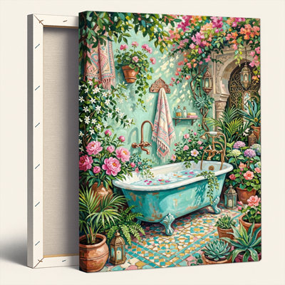 «Gallery Wrap», art mural sur toile pour le salon, la chambre à coucher, le bureau ou le vestibule - décoration murale décorative avec baignoire de jardin