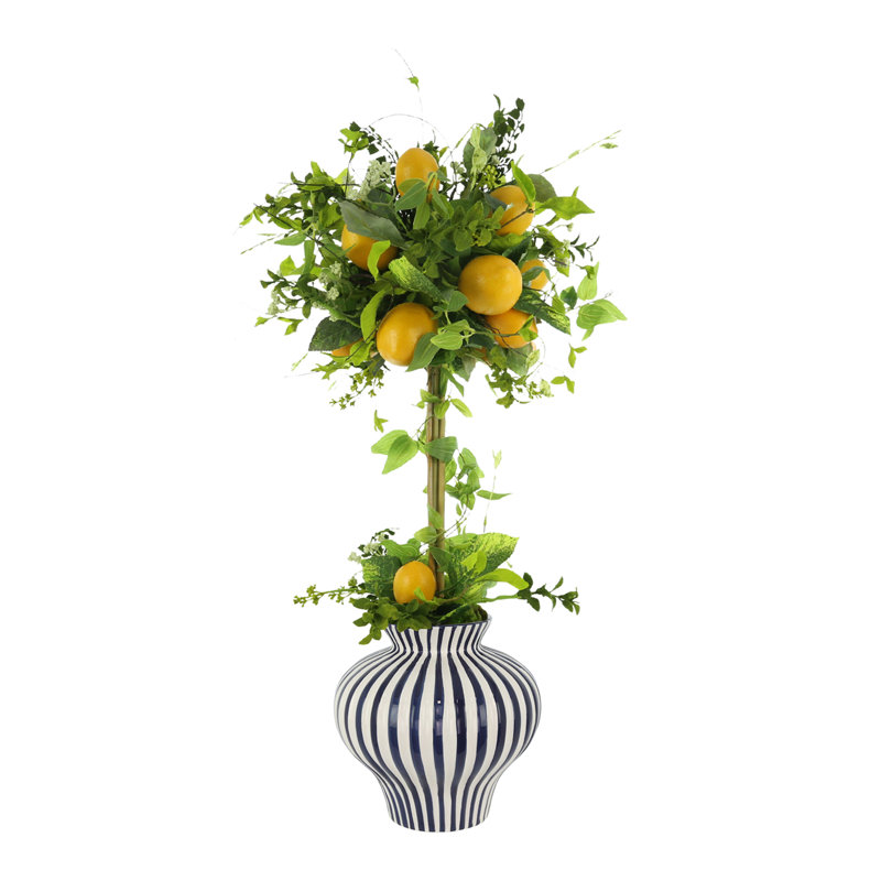 Lemon and Vine Topiary in Decorative Ceramic Vase