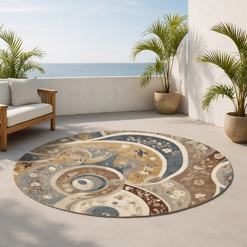 Tapis intérieur et extérieur Cheeky Curl, Rond 5 pi