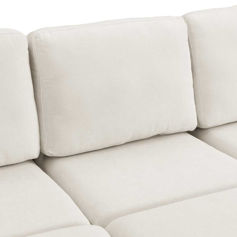 103" Beige Chenille Fabric Sectional Sofa with Ottoman