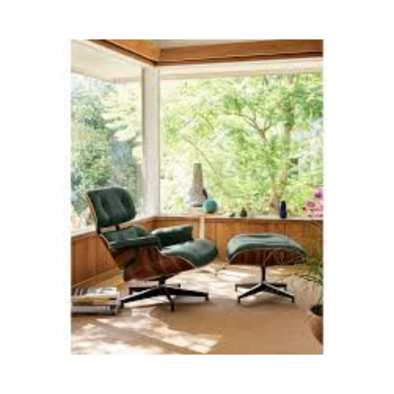 Méridienne en cuir véritable avec repose-pieds Modern Classic, Brun, Noir