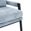 Chaise de style Mid-Century moderne avec revêtement en chenille bleue - siège confortable, coussin de dossier réglable, base en bois massif rembourrée, construction généreusement rembourrée et stable