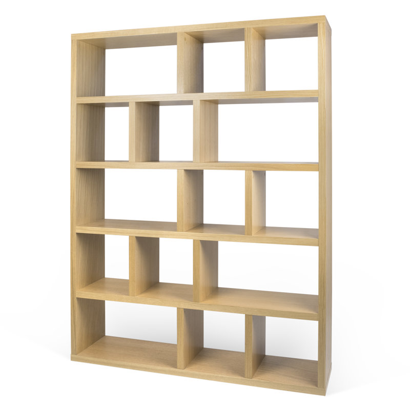 Bibliothèque en bois manufacturé Stetson, Chêne, (Cinq tablettes) H 78 po x l 59 po x P 13 po