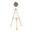 Lampe sur pied en bois naturel et métal antique
