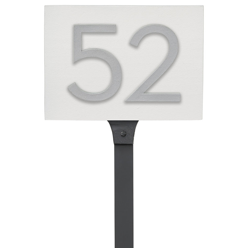 Panneau d'adresse flottant sur la pelouse sur 1 ligne, Blanc, Argent, Oui
