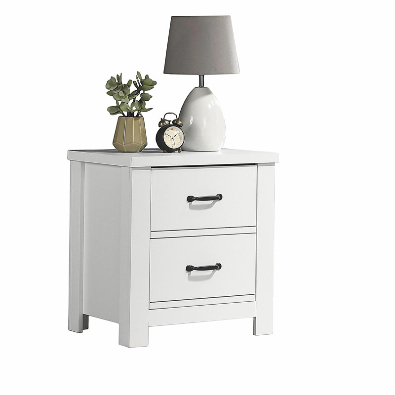 Cassini 21.5" White 2-Drawer Nightstand Bedside Table