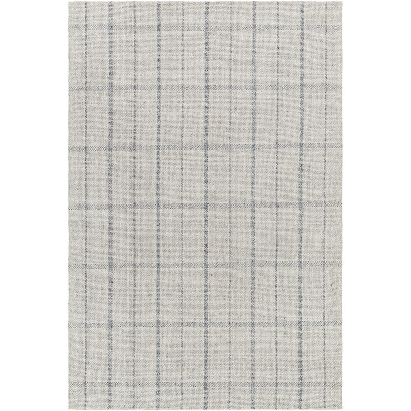 Tapis gris en laine tissé à plat à la main Mathers, Rectangle 8 pi 10 po x 12 pi