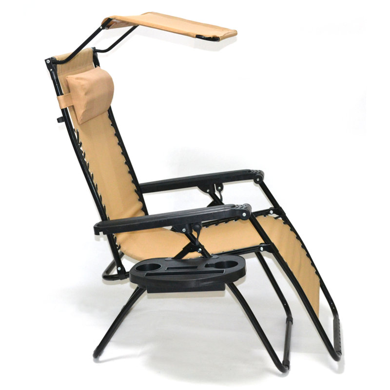 Mir Folding Zero Gravity Chair, Black/Tan Beige