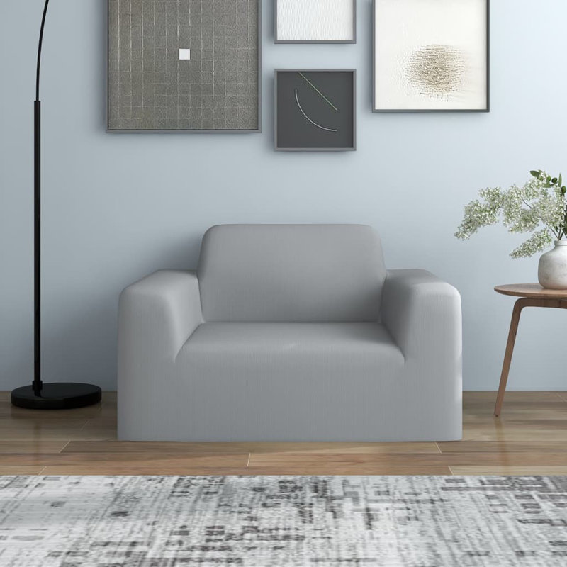 Box Cushion Armchair Slipcover, Grey