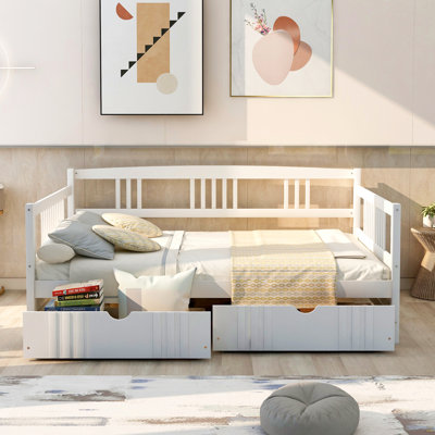 Full Size Daybed Wood Bed With Two Drawers
