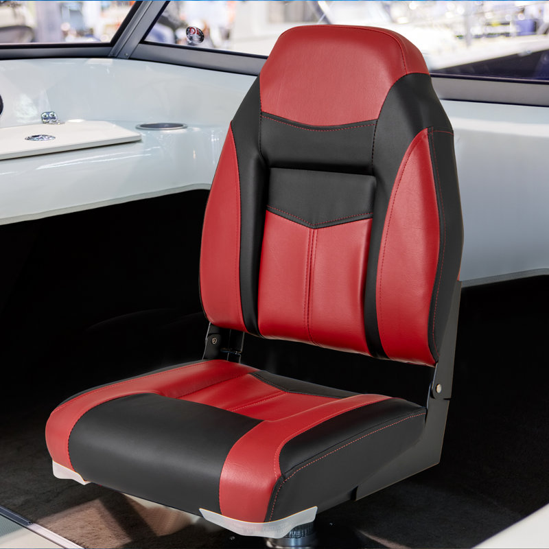 Ensemble de 2 sièges de bateau pliables à dossier haut avec coussin éponge et charnières flexibles