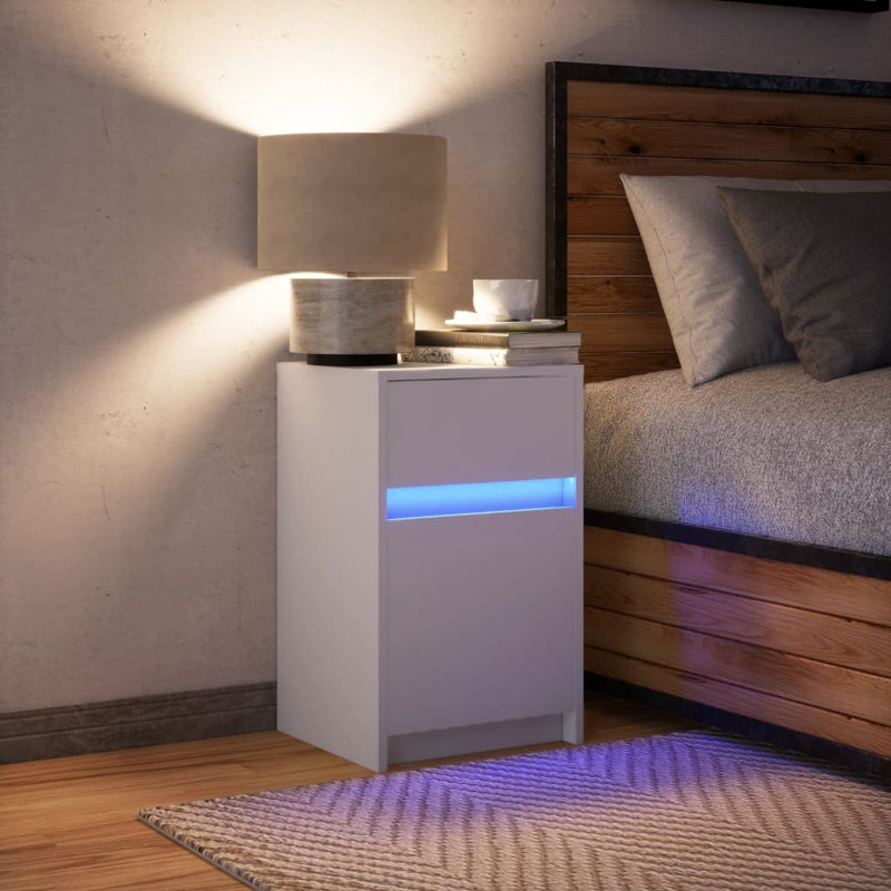 Darleth 38cm W Manufactured Wood Bedside Table, White, Individual