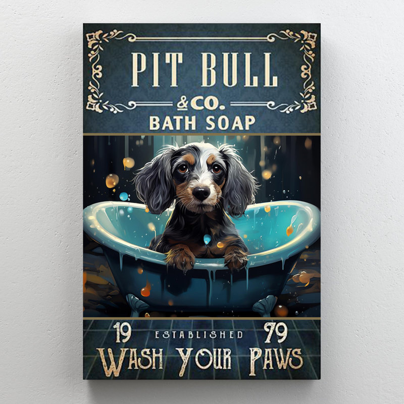 " Pit Bull Bath Soap ", 36" H x 24" W x 1.25" D