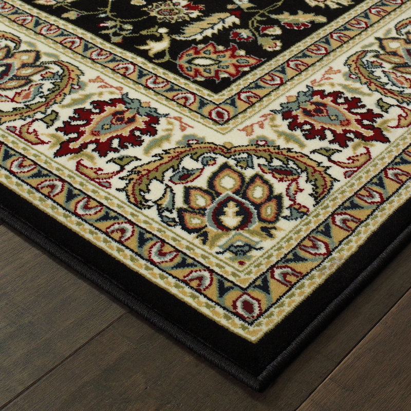 Tapis noir / ivoire Greenwich, Rectangle 9 pi 10 po x 12 pi 10 po